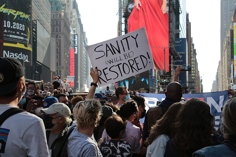 2020 Election Celebrations : New York City : Times Square : Richard Moore : Photographer : Photojournalist